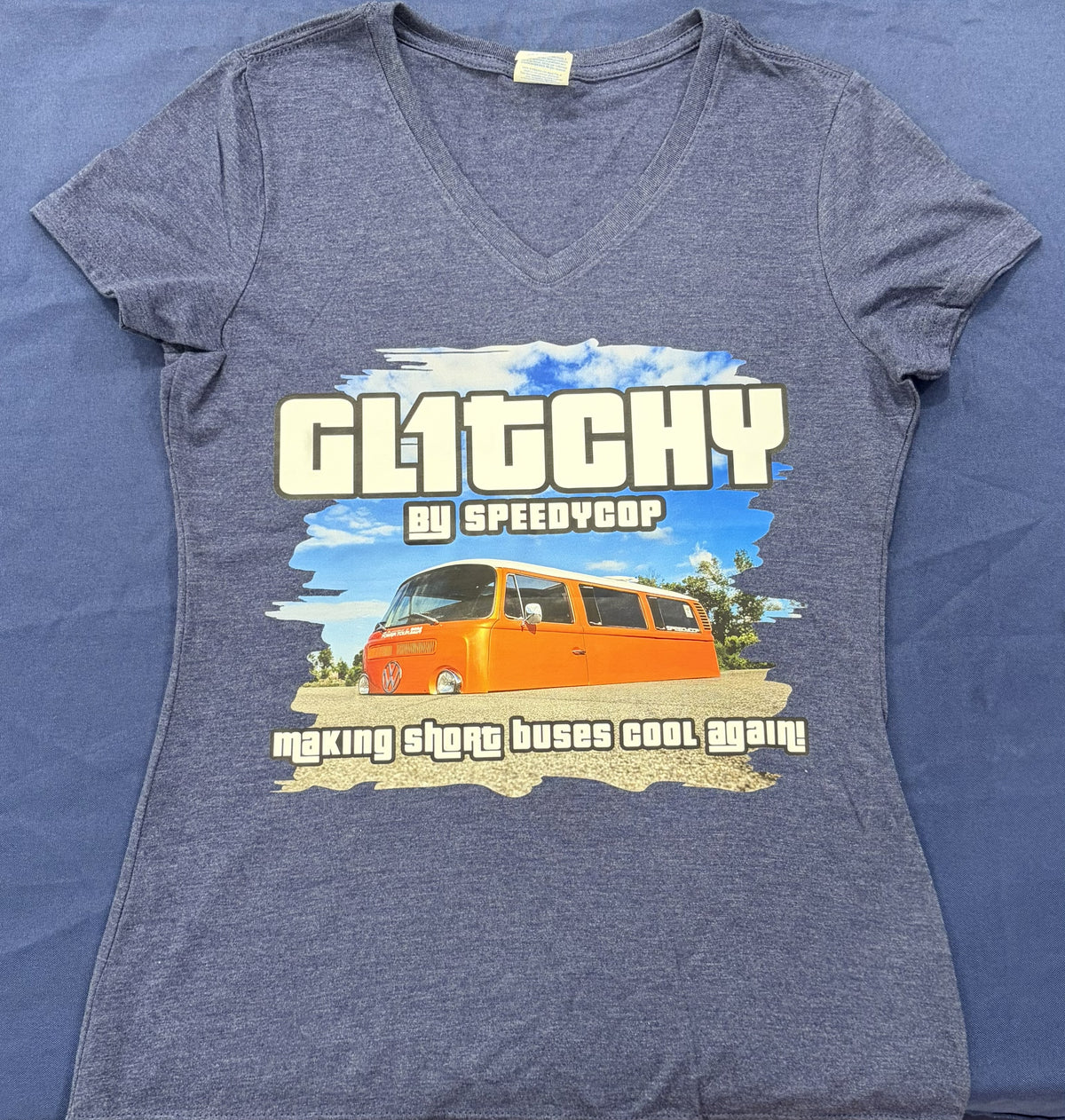 Gl1tchy "making short buses cool again!" - Ladies V-Neck T-shirt